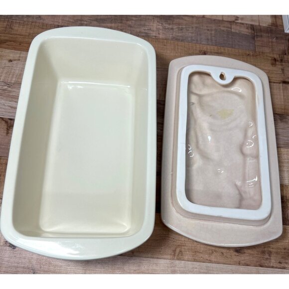 Ceramic Snowman Loaf Pan With Lid Winter Holiday Design New Debco - Picture 5 of 8